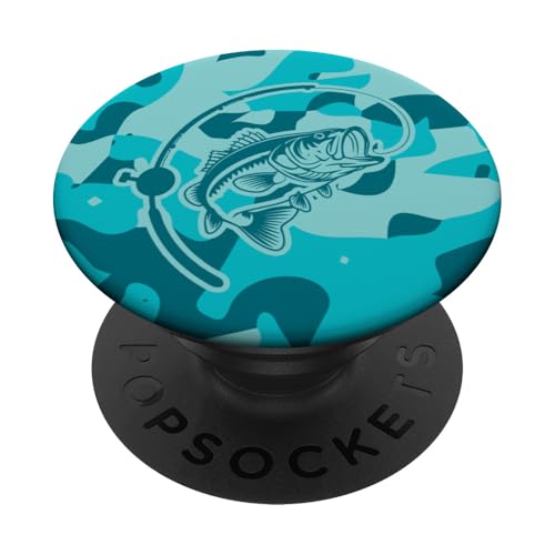 Camo Bass Angelbekleidung für See- und Flussangel-Liebhaber PopSockets Klebender PopGrip von River Bass Fishing Camo for Anglers Fishing Lovers