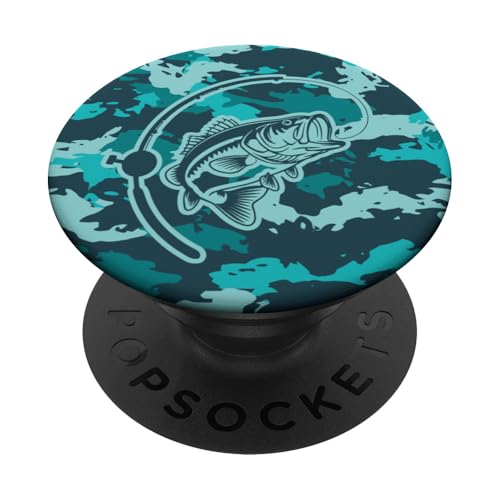 Camouflage-Ausrüstung für River Angler Bass Fisherman Camo Angeln PopSockets Klebender PopGrip von River Bass Fishing Camo for Anglers Fishing Lovers