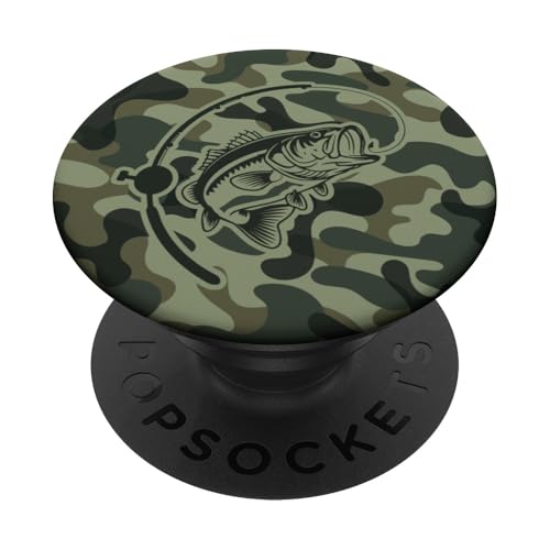 Camouflage-Ausrüstung für River Angler Bass Fisherman Camo Angeln PopSockets Klebender PopGrip von River Bass Fishing Camo for Anglers Fishing Lovers