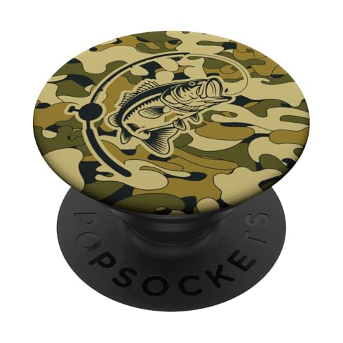 Camouflage-Ausrüstung für River Angler Bass Fisherman Camo Angeln PopSockets Klebender PopGrip von River Bass Fishing Camo for Anglers Fishing Lovers