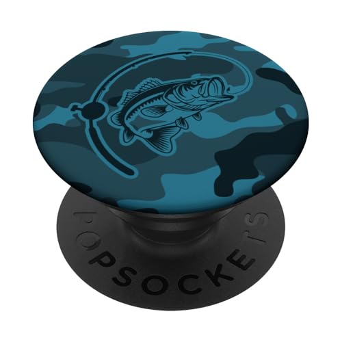 Camouflage-Bass-Stil für Angler und Angler, Camouflage-Angeln PopSockets Klebender PopGrip von River Bass Fishing Camo for Anglers Fishing Lovers