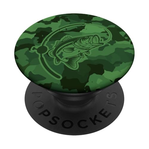 Camouflage-Bass-Stil für Angler und Angler, Camouflage-Angeln PopSockets Klebender PopGrip von River Bass Fishing Camo for Anglers Fishing Lovers