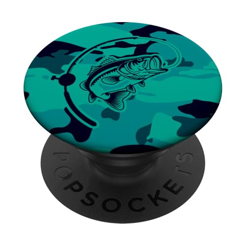 Camouflage-Bass-Stil für Angler und Angler, Camouflage-Angeln PopSockets Klebender PopGrip von River Bass Fishing Camo for Anglers Fishing Lovers