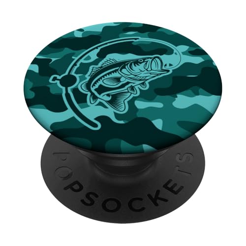 Camouflage-Bass-Stil für Flussfischer-Liebhaber, Camouflage-Angeln PopSockets Klebender PopGrip von River Bass Fishing Camo for Anglers Fishing Lovers
