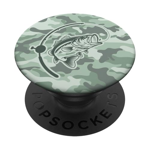 Camouflage-Bass-Stil für Flussfischer-Liebhaber, Camouflage-Angeln PopSockets Klebender PopGrip von River Bass Fishing Camo for Anglers Fishing Lovers