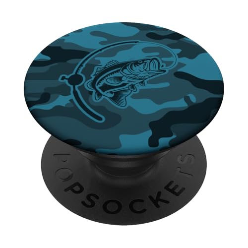 Camouflage-Bass-Stil für Flussfischer-Liebhaber, Camouflage-Angeln PopSockets Klebender PopGrip von River Bass Fishing Camo for Anglers Fishing Lovers