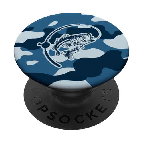 Camouflage-Bass-Stil für Flussfischer-Liebhaber, Camouflage-Angeln PopSockets Klebender PopGrip von River Bass Fishing Camo for Anglers Fishing Lovers