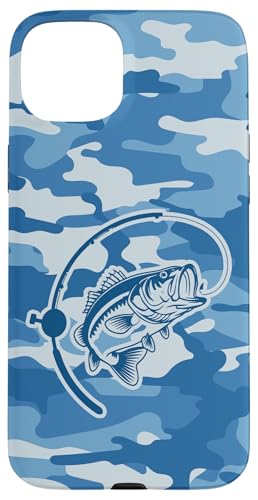 Camouflage für Angler, die Flussbarsch lieben, Camo Angeln Hülle für iPhone 15 Plus von River Bass Fishing Camo for Anglers Fishing Lovers