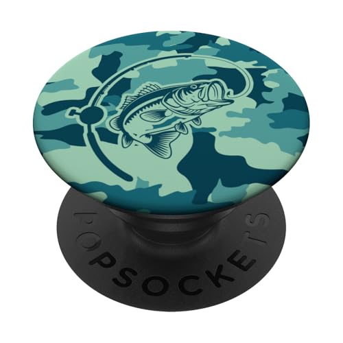 Camouflage für Angler, die Flussbarsch lieben, Camo Angeln PopSockets Klebender PopGrip von River Bass Fishing Camo for Anglers Fishing Lovers