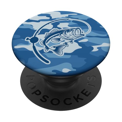 Camouflage für Angler, die Flussbarsch lieben, Camo Angeln PopSockets Klebender PopGrip von River Bass Fishing Camo for Anglers Fishing Lovers