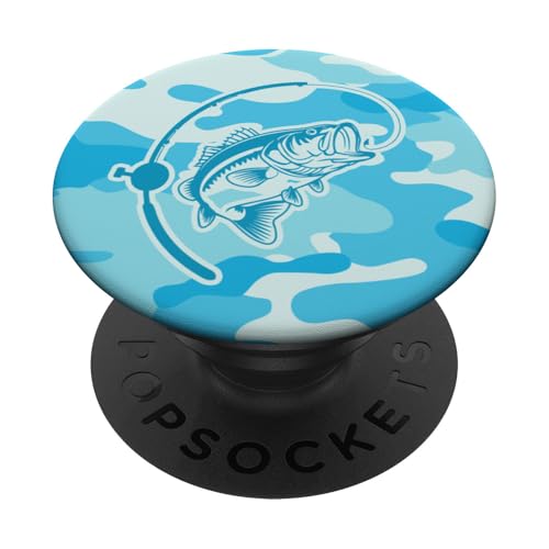 Camouflage für Angler, die Flussbarsch lieben, Camo Angeln PopSockets Klebender PopGrip von River Bass Fishing Camo for Anglers Fishing Lovers