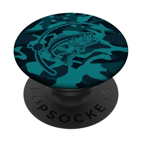 Camouflage für Angler, die Flussbarsch lieben, Camo Angeln PopSockets Klebender PopGrip von River Bass Fishing Camo for Anglers Fishing Lovers