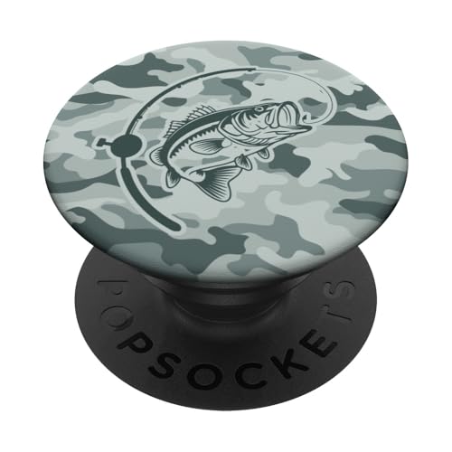 Camouflage für Angler, die Flussbarsch lieben, Camo Angeln PopSockets Klebender PopGrip von River Bass Fishing Camo for Anglers Fishing Lovers
