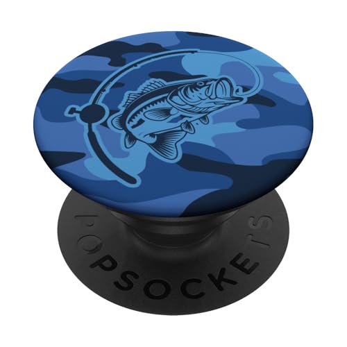 Camouflage für Angler, die Flussbarsch lieben, Camo Angeln PopSockets Klebender PopGrip von River Bass Fishing Camo for Anglers Fishing Lovers