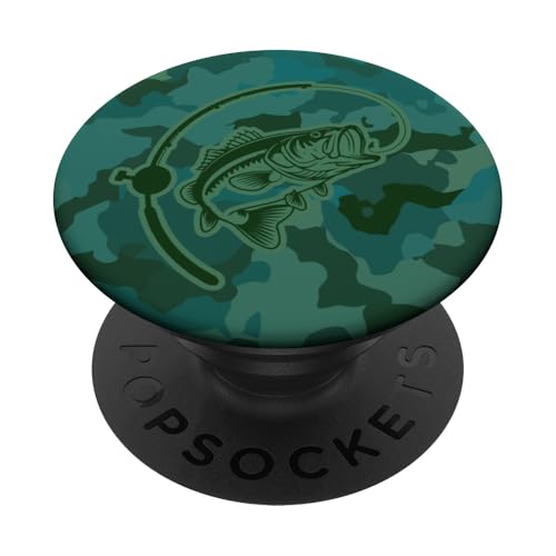 Camouflage für Flussangler und Barschangler, Camouflage-Angeln PopSockets Klebender PopGrip von River Bass Fishing Camo for Anglers Fishing Lovers
