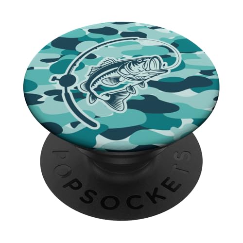 Camouflage für Flussangler und Barschangler, Camouflage-Angeln PopSockets Klebender PopGrip von River Bass Fishing Camo for Anglers Fishing Lovers