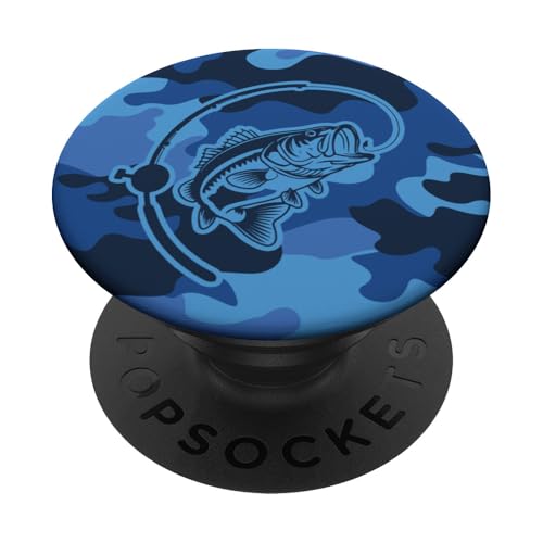 Mutiger Tarnfischer, der das Tarnfischen am Flussbarsch liebt PopSockets Klebender PopGrip von River Bass Fishing Camo for Anglers Fishing Lovers