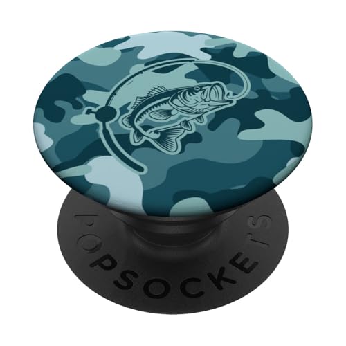 River Bass Adventure für Angler & Naturfans Angeln Camo PopSockets Klebender PopGrip von River Bass Fishing Camo for Anglers Fishing Lovers