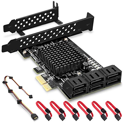 Rivo PCIe SATA-Karte, 6 Ports mit 6 SATA-Kabel, SATA-Controller-Erweiterungskarte mit Low-Profile-Halterung, Marvell 9215 Non-Raid, Boot als System-Festplatte, unterstützt 6 SATA 3.0-Geräte (SA3014) von Rivo