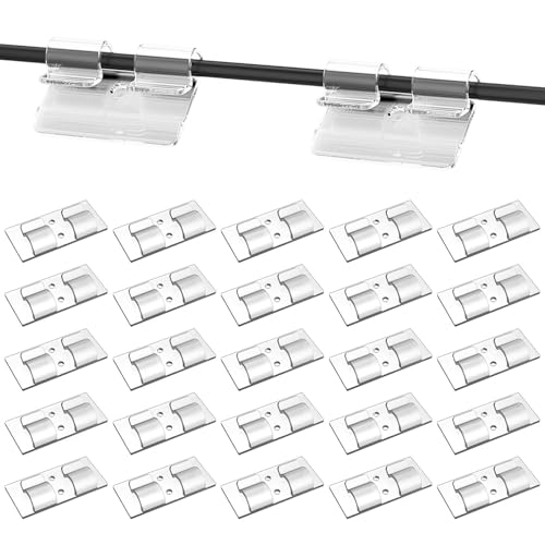 25 Stück Kabelhalter, Haken für Indoor & Outdoor Lichterkette Kugel, Wasserdichte Selbstklebend Kabelclips für Weihnachtsbeleuchtung, transparent Kabelmanagement, Kabelklemmen, Kabelorganisator von Rixotix