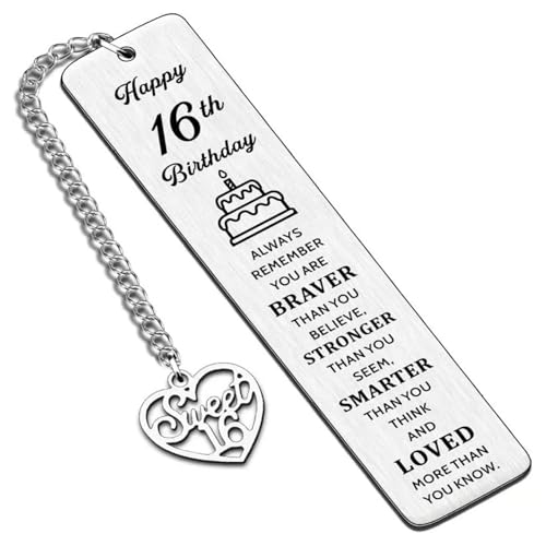 Geschenk zum 16. Geburtstag – Kreatives Lesezeichen im literarischen Stil, einzigartiges, handgefertigtes Andenken zum 16. Geburtstag, perfekt für Buchliebhaber (Größe: 1) von Rixotix