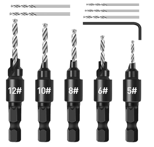 5 Stück HSS-Spiralbohrer Senker Bohrer Set,1/4 Aufstecksenker und Schraubenschlüssel, Senker Metall, Holzbohrer set, für Holzbearbeitung, Kunststoff, PVC und Mehr von Riybyds