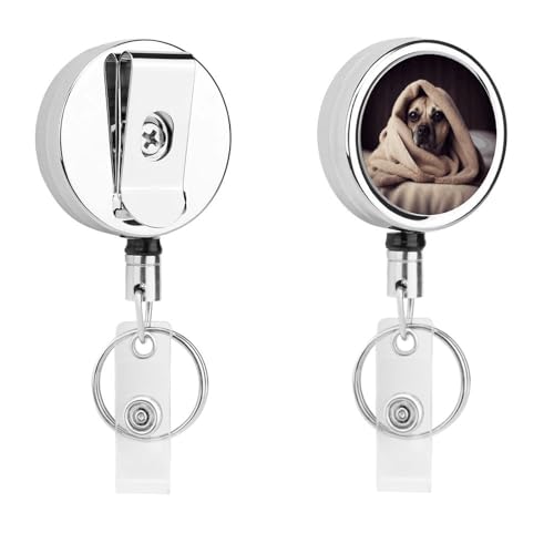 Ausweishalter Hund in einer Decke, einziehbar, mit Schlüsselring, lustiger Ausweishalter für Lehrer, Krankenschwester, Arzt, Arbeiter, Geschenk, ID, Namensschild, dekorative Metall-Clips Ausweishalter Hund in einer Decke, einziehbar, mit Schlüsselring, lustiger Ausweishalter für Lehrer, Krankenschwester, Arzt, Arbeiter, Geschenk, ID, Namensschild, dekorative Metall-Clips von Rkklvbns