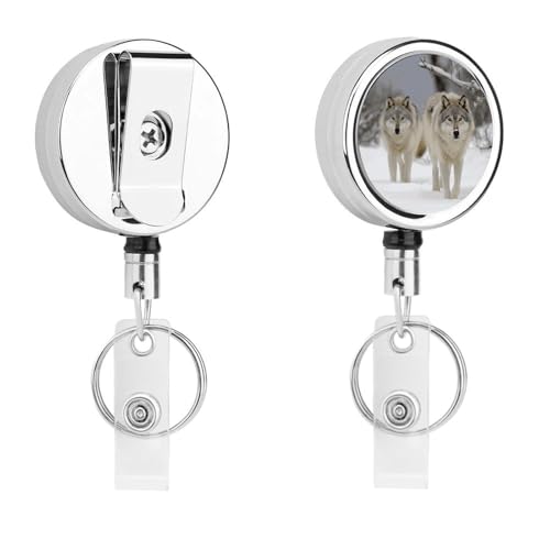 Ausweishalter mit Aufschrift "Two Wölves Walking in the Snow", einziehbar, mit Schlüsselring, lustiger Ausweishalter für Lehrer, Krankenschwester, Arzt, Arbeiter, Geschenk, ID, Namensschild Ausweishalter mit Aufschrift "Two Wölves Walking in the Snow", einziehbar, mit Schlüsselring, lustiger Ausweishalter für Lehrer, Krankenschwester, Arzt, Arbeiter, Geschenk, ID, Namensschild von Rkklvbns
