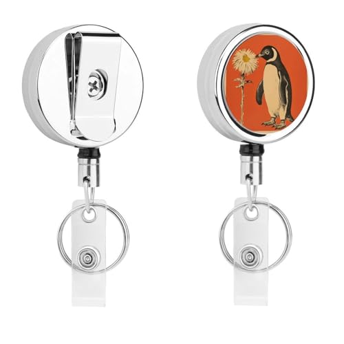 Ausweishalter mit Blume und Pinguin, einziehbar, mit Schlüsselring, lustiger Ausweishalter für Lehrer, Krankenschwester, Arzt, Arbeiter, Geschenk, ID, Namensschild, dekorative Metall-Clips Ausweishalter mit Blume und Pinguin, einziehbar, mit Schlüsselring, lustiger Ausweishalter für Lehrer, Krankenschwester, Arzt, Arbeiter, Geschenk, ID, Namensschild, dekorative Metall-Clips von Rkklvbns