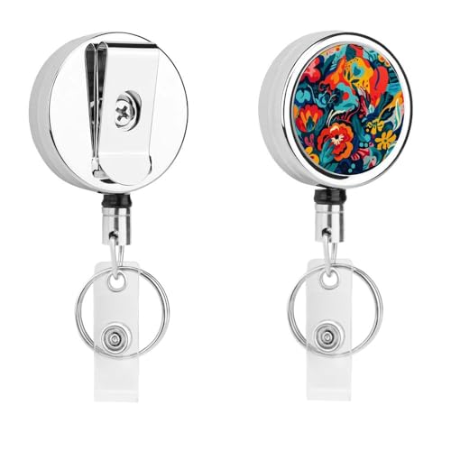 Ausweishalter mit Blumendesign, einziehbar, mit Schlüsselring, lustiger Ausweishalter für Lehrer, Krankenschwester, Arzt, Arbeiter, Geschenk, ID, Namensschild, dekorative Metall-Clips Ausweishalter mit Blumendesign, einziehbar, mit Schlüsselring, lustiger Ausweishalter für Lehrer, Krankenschwester, Arzt, Arbeiter, Geschenk, ID, Namensschild, dekorative Metall-Clips von Rkklvbns