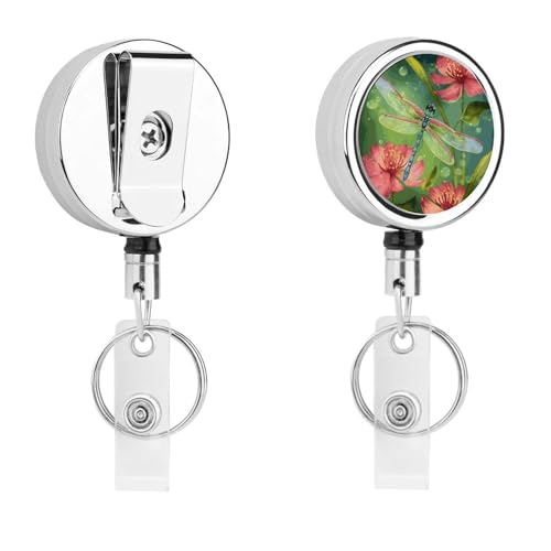 Ausweishalter mit Libellen und Blumen, einziehbar, mit Schlüsselring, lustiger Ausweishalter für Lehrer, Krankenschwester, Arzt, Arbeiter, Geschenk, ID, Namensschild, dekorative Metall-Clips Ausweishalter mit Libellen und Blumen, einziehbar, mit Schlüsselring, lustiger Ausweishalter für Lehrer, Krankenschwester, Arzt, Arbeiter, Geschenk, ID, Namensschild, dekorative Metall-Clips von Rkklvbns
