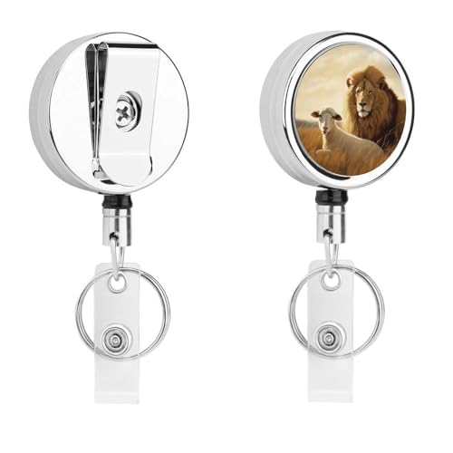 Ausweishalter mit Löwen-Schaf, einziehbar, mit Schlüsselring, lustiger Ausweishalter für Lehrer, Krankenschwester, Arzt, Arbeiter, Geschenk, ID, Namensschild, dekorative Metall-Clips Ausweishalter mit Löwen-Schaf, einziehbar, mit Schlüsselring, lustiger Ausweishalter für Lehrer, Krankenschwester, Arzt, Arbeiter, Geschenk, ID, Namensschild, dekorative Metall-Clips von Rkklvbns