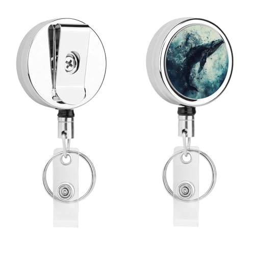 Ausweishalter mit Wal im Wasser, einziehbar, mit Schlüsselring, lustiger Ausweishalter für Lehrer, Krankenschwester, Arzt, Arbeiter, Geschenk, ID, Namensschild, dekorative Metall-Clips Ausweishalter mit Wal im Wasser, einziehbar, mit Schlüsselring, lustiger Ausweishalter für Lehrer, Krankenschwester, Arzt, Arbeiter, Geschenk, ID, Namensschild, dekorative Metall-Clips von Rkklvbns