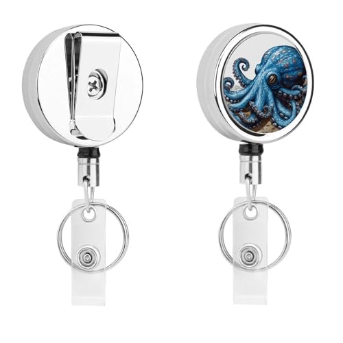 Blauer Oktopus-Ausweishalter, einziehbar, mit Schlüsselring, lustiger Ausweishalter für Lehrer, Krankenschwester, Arzt, Arbeiter, Geschenk, ID, Namensschild, dekorative Metall-Clips Blauer Oktopus-Ausweishalter, einziehbar, mit Schlüsselring, lustiger Ausweishalter für Lehrer, Krankenschwester, Arzt, Arbeiter, Geschenk, ID, Namensschild, dekorative Metall-Clips von Rkklvbns
