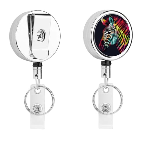 Bunte Regenbogen-Zebra-Abzeichenspule, einziehbar, mit Schlüsselring, Ausweishalter, lustiger Ausweishalter für Lehrer, Krankenschwester, Arzt, Arbeiter, Geschenk, ID, Namensschild, dekorative Bunte Regenbogen-Zebra-Abzeichenspule, einziehbar, mit Schlüsselring, Ausweishalter, lustiger Ausweishalter für Lehrer, Krankenschwester, Arzt, Arbeiter, Geschenk, ID, Namensschild, dekorative von Rkklvbns