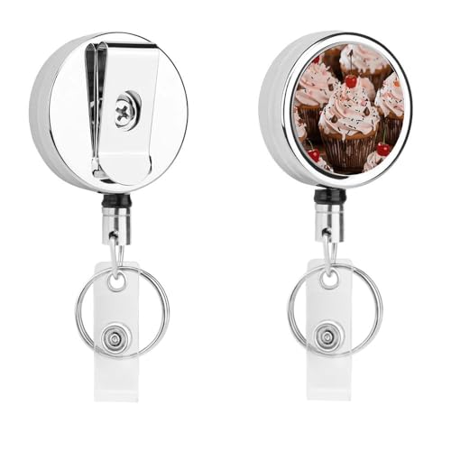 Cupcake- und Muffin-Abzeichenspule, einziehbar, mit Schlüsselring, lustiger Ausweishalter für Lehrer, Krankenschwester, Arzt, Arbeiter, Geschenk, ID, Namensschild, dekorative Metall-Clips Cupcake- und Muffin-Abzeichenspule, einziehbar, mit Schlüsselring, lustiger Ausweishalter für Lehrer, Krankenschwester, Arzt, Arbeiter, Geschenk, ID, Namensschild, dekorative Metall-Clips von Rkklvbns