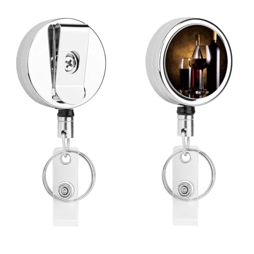 Drei Weinflaschen und Glas über Abzeichenspule, einziehbar, mit Schlüsselring, lustiger Ausweishalter für Lehrer, Krankenschwester, Arzt, Arbeiter, Geschenk, ID, Namensschild, dekorative Metall-Clips Drei Weinflaschen und Glas über Abzeichenspule, einziehbar, mit Schlüsselring, lustiger Ausweishalter für Lehrer, Krankenschwester, Arzt, Arbeiter, Geschenk, ID, Namensschild, dekorative Metall-Clips von Rkklvbns