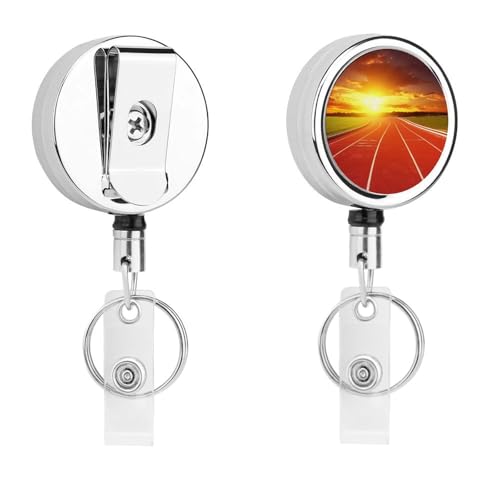 Laufstrecke, Sonnenuntergang, einziehbar, mit Schlüsselring, Ausweishalter, lustiger Ausweishalter für Lehrer, Krankenschwester, Arzt, Arbeiter, Geschenk, ID, Namensschild, dekorative Metall-Clips Laufstrecke, Sonnenuntergang, einziehbar, mit Schlüsselring, Ausweishalter, lustiger Ausweishalter für Lehrer, Krankenschwester, Arzt, Arbeiter, Geschenk, ID, Namensschild, dekorative Metall-Clips von Rkklvbns