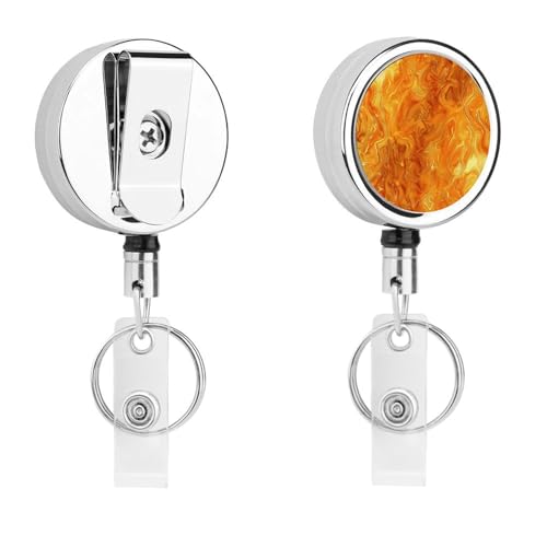 Lava-Abzeichenspule, einziehbar, mit Schlüsselring, lustiger Ausweishalter für Lehrer, Krankenschwester, Arzt, Arbeiter, Geschenk, ID, Namensschild, dekorative Metall-Clips, Orange und Gelb Lava-Abzeichenspule, einziehbar, mit Schlüsselring, lustiger Ausweishalter für Lehrer, Krankenschwester, Arzt, Arbeiter, Geschenk, ID, Namensschild, dekorative Metall-Clips, Orange und Gelb von Rkklvbns