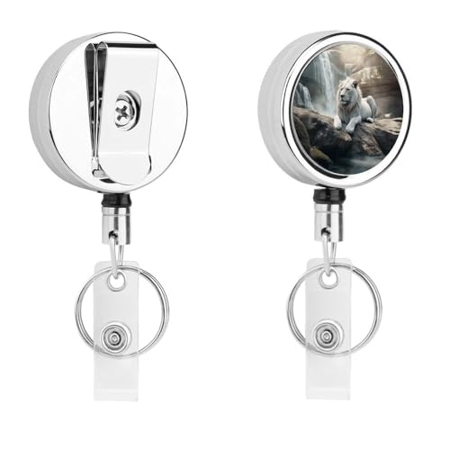 Löwe auf Felsen, einziehbar, mit Schlüsselring, Ausweishalter, lustiger Ausweishalter für Lehrer, Krankenschwester, Arzt, Arbeiter, Geschenk, ID, Namensschild, dekorative Metall-Clips Löwe auf Felsen, einziehbar, mit Schlüsselring, Ausweishalter, lustiger Ausweishalter für Lehrer, Krankenschwester, Arzt, Arbeiter, Geschenk, ID, Namensschild, dekorative Metall-Clips von Rkklvbns