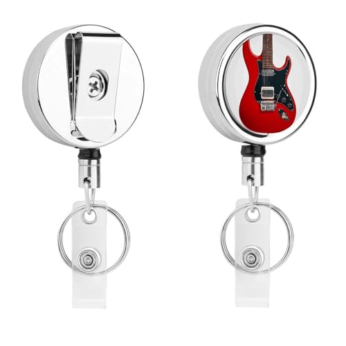 Magische E-Gitarre, einziehbar, mit Schlüsselring, Ausweishalter, lustiger Ausweishalter für Lehrer, Krankenschwester, Arzt, Arbeiter, Geschenk, ID, Namensschild, dekorative Metall-Clips Magische E-Gitarre, einziehbar, mit Schlüsselring, Ausweishalter, lustiger Ausweishalter für Lehrer, Krankenschwester, Arzt, Arbeiter, Geschenk, ID, Namensschild, dekorative Metall-Clips von Rkklvbns