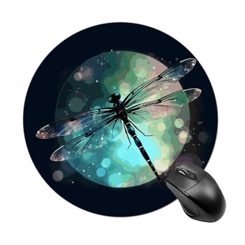 Mauspad mit Galaxie-Tiermotiv und Libelle, rund, wasserdicht, rutschfest, Gummi, 19,8 x 19,8 cm, für Computer, Laptop, Büro, Schreibtisch, Zubehör, Mauspad Mauspad mit Galaxie-Tiermotiv und Libelle, rund, wasserdicht, rutschfest, Gummi, 19,8 x 19,8 cm, für Computer, Laptop, Büro, Schreibtisch, Zubehör, Mauspad von Rkklvbns