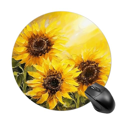Mauspad mit gelben Sonnenblumen, rund, wasserdicht, rutschfest, Gummi, lustige Mauspads, 19,8 x 19,8 cm, für Computer, Laptop, Büro, Schreibtisch, Zubehör, Mauspad Mauspad mit gelben Sonnenblumen, rund, wasserdicht, rutschfest, Gummi, lustige Mauspads, 19,8 x 19,8 cm, für Computer, Laptop, Büro, Schreibtisch, Zubehör, Mauspad von Rkklvbns