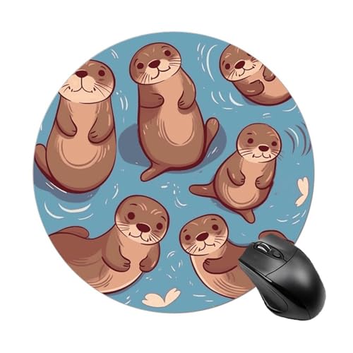 Mauspad mit niedlichen braunen Ottern, rund, wasserdicht, rutschfest, Gummi, 19,8 x 19,8 cm, für Computer, Laptop, Büro, Schreibtisch, Zubehör, Mauspad Mauspad mit niedlichen braunen Ottern, rund, wasserdicht, rutschfest, Gummi, 19,8 x 19,8 cm, für Computer, Laptop, Büro, Schreibtisch, Zubehör, Mauspad von Rkklvbns