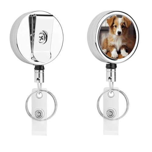 Niedlicher Welpen-Hunde-Ausweishalter, einziehbar, mit Schlüsselring, lustiger Ausweishalter für Lehrer, Krankenschwester, Arzt, Arbeiter, Geschenk, ID, Namensschild, dekorative Metall-Clips Niedlicher Welpen-Hunde-Ausweishalter, einziehbar, mit Schlüsselring, lustiger Ausweishalter für Lehrer, Krankenschwester, Arzt, Arbeiter, Geschenk, ID, Namensschild, dekorative Metall-Clips von Rkklvbns