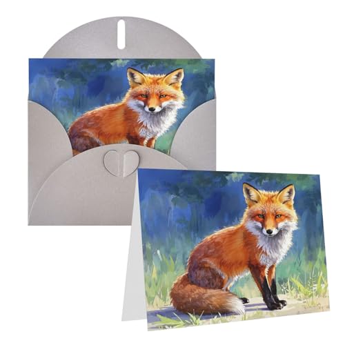 Rkklvbns Grußkarten, Aquarell, Fuchs, Herz, verschiedene Anlässe, Grußkarten, Freundschaft, Gedenkkarten, Urlaubskarten von Rkklvbns