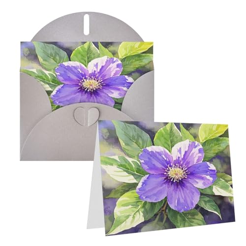 Rkklvbns Grußkarten, Aquarell, violette Blume, Herz, verschiedene Anlässe, Grußkarten, Freundschaftskarten, Gedenkkarten, Urlaubskarten von Rkklvbns