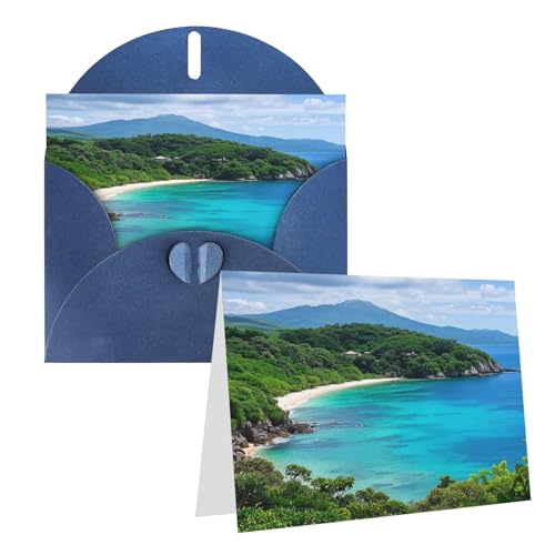 Rkklvbns Grußkarten Asiatische Landschaft Koralle Grün Blau Herz Verschiedene Anlässe Grußkarten Freundschaft Gedenkkarten Urlaubskarten von Rkklvbns