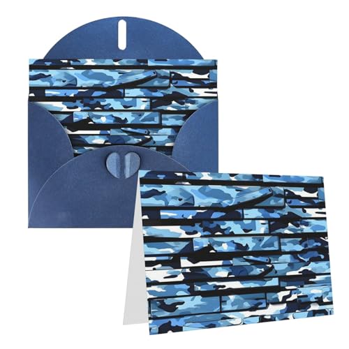 Rkklvbns Grußkarten Blau Camouflage Herz Verschiedene Anlässe Grußkarten Freundschaft Gedenkkarten Urlaubskarten von Rkklvbns