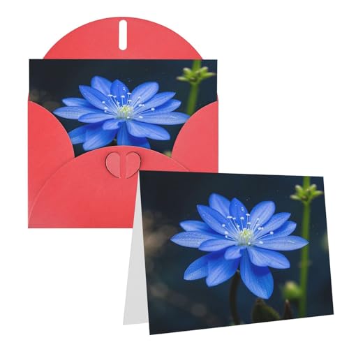 Rkklvbns Grußkarten Blau Koralle Blume Herz Verschiedene Anlässe Grußkarten Freundschaft Gedenkkarten Urlaubskarten von Rkklvbns